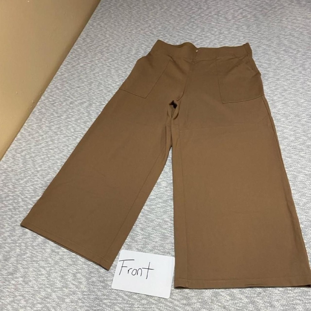 Max Studio London brown wide leg pants capri women XL . SKU-C6#widelegpants